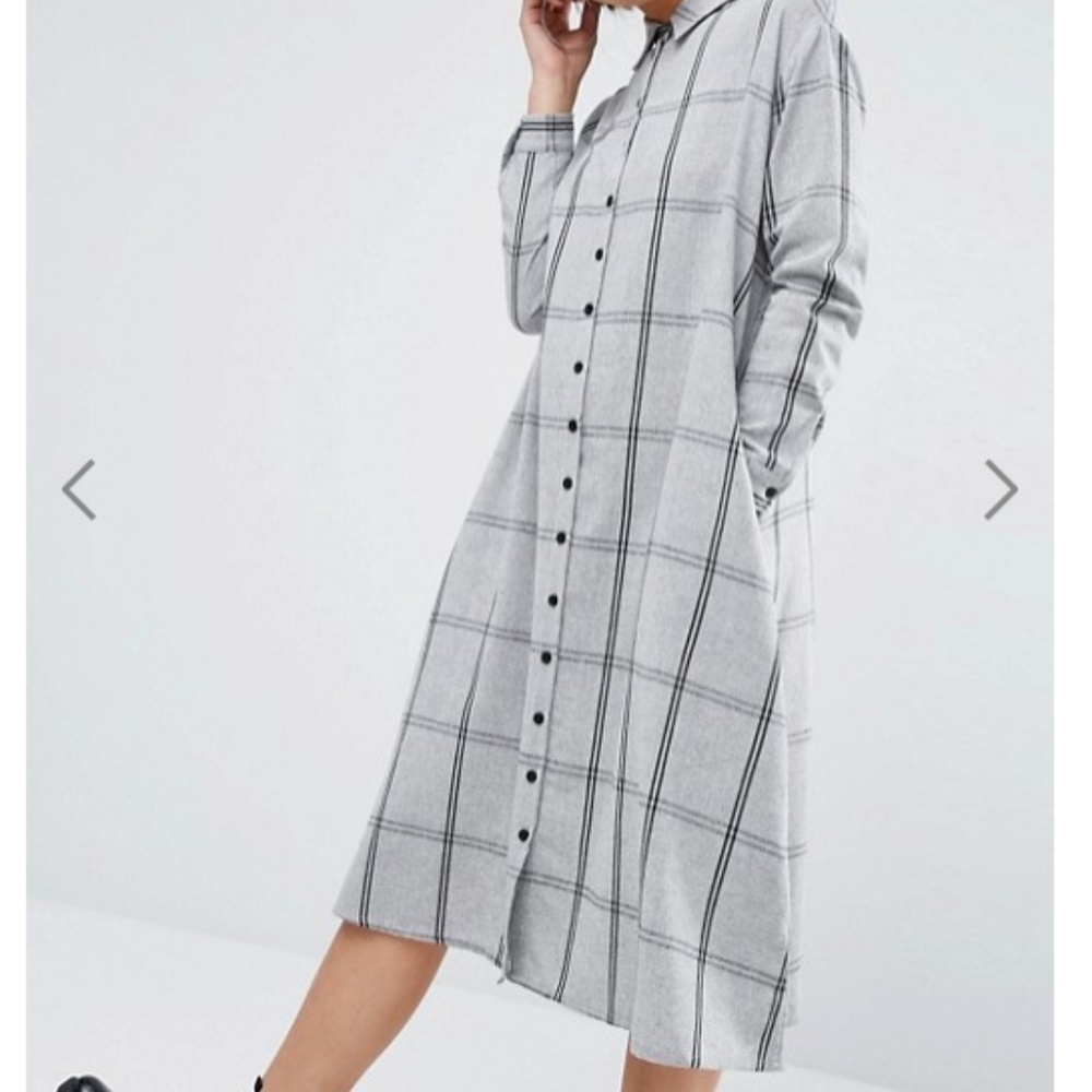 Oversized Shirt Dress In Grid Check